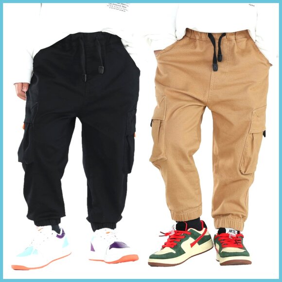 Toddler Jogger Pants 2-Pack 97% Cotton 3% Spandex Stretch Fabric